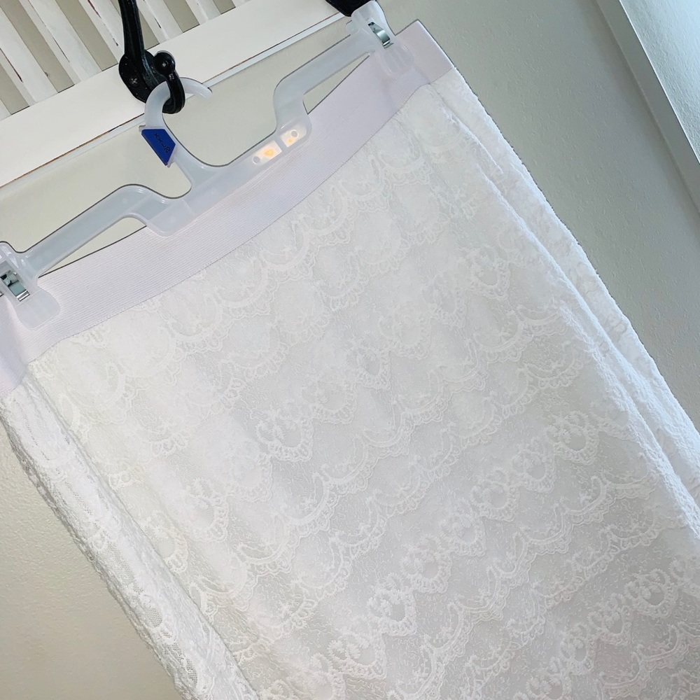 Long white lace skirt